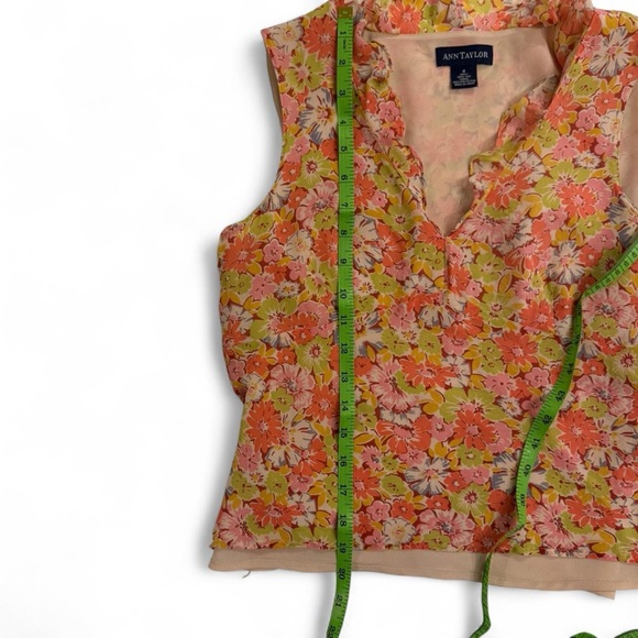 Ann Taylor Floral Ruffle Blouse - Pink and Orange - Picture 4 of 5